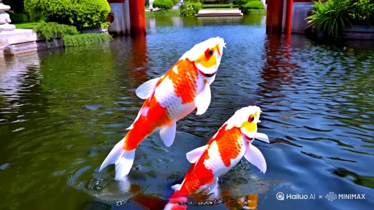 锦鲤锦鲤跳龙门画面生动有趣 by Hailuo AI Video Generator
