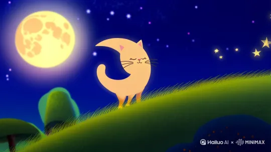 月半猫在梦中梦到星期一去学校了 by Hailuo AI Video Generator