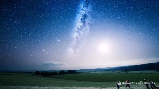 星空，皎洁的月光，乡间农田，玩闹的孩童 by Hailuo AI Video Generator