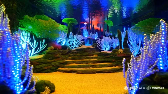 主题:水下奇幻王国的鱼缸奇境
场景设计:
• 基底构造:鱼缸底部为分层式阶梯,由金色砂砾、青苔覆盖的石块和半透明水晶构成,模拟海底地形。
• 森林元素:水草森林以荧光海藻为主,叶片随水流摇曳,顶端点缀发光珍珠,模拟"树叶"的光斑效果。
• 城堡遗迹:中央矗立着半沉没的哥特式城堡,石墙爬满珊瑚,塔楼尖顶缠绕着发光水母,窗户透出幽蓝微光。
• 火山奇观:右后方微型火山口缓缓喷出气泡"岩浆",周围环绕着橙红色荧光藻类,顶部漂浮着半透明的熔岩水母。
• 小溪流动:左侧以透明亚克力管道模拟溪流,水流带动细小的发光颗粒,溪边点缀着贝壳与珍珠装饰。
角色与生物设计:
• 精灵鱼主角:
• 外观:透明薄纱状尾鳍,表面嵌有荧光鳞片,头部装饰着可旋转的花朵皇冠(内置微型LED灯)。
• 动作:尾鳍律动时,鳞片折射光线形成彩虹光斑,游动轨迹留下短暂的荧光尾迹。
• 伴生生物:
• 水晶蝶鱼:翅膀由半透明树脂制成,点缀着碎钻,振翅时散落"星光"。
• 发光水母:触须缠绕着微型LED灯珠,随水流起伏变换色彩。
• 机械甲壳虫:背部嵌齿轮与铜质装饰,行走时发出轻微咔嗒声(内置微型马达)。
光影与氛围营造:
• 动态光源:顶部安装暖黄色光纤灯模拟阳光穿透水面,配合蓝色背光营造深海层次感。
• 雾气效果:底部隐藏超声波雾化器,定时喷出薄雾,增强神秘感。
• 音效联动:内置水下扬声器,播放森林风声与火山低鸣的合成音效,与鱼游动的马达声同步。
材质与质感表现:
• 城堡石墙:使用仿古铜漆与磨砂树脂混合,模拟风化纹理。
• 火山熔岩:橙色荧光粉混入透明树脂,呈现流动感。
• 水草叶片:硅胶材质内嵌光纤,实现渐变发光效果。
• 砂砾细节:混入金箔碎片与微型贝壳,增强真实触感。
互动设计:
• 触摸感应:鱼缸边缘设置压力传感器,轻触时触发火山喷发或城堡灯光变幻。
• AR扩展:手机扫描鱼缸,解锁虚拟精灵与访客互动的动画场景。
整体效果:
一个悬浮于现实与幻想之间的微缩宇宙——精灵鱼穿梭于珊瑚城堡,水母群环绕火山起舞,光线在水草间流动如星河,每个角落都暗藏机关,仿佛下一秒就会有龙虾骑士骑着气泡战马奔腾而过。 by Hailuo AI Video Generator