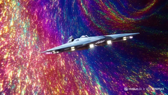 星际飞船穿过虫洞由地球到达火星 by Hailuo AI Video Generator