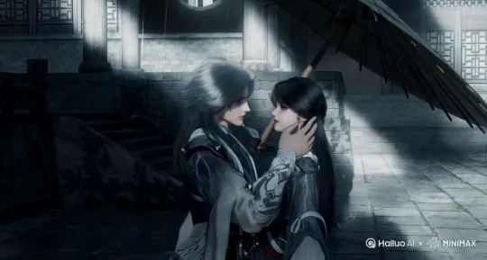 [变焦推进]两人雨中亲吻 by Hailuo AI Video Generator