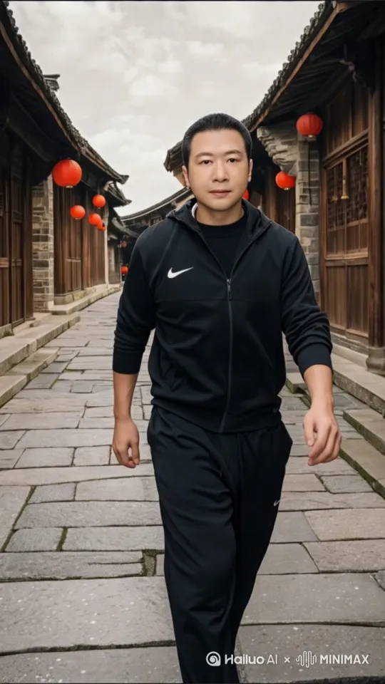 超现实武侠纪实风格，繁华都市街道，中国传统二层建筑外墙布。特写全景：飞跃至三楼阳台借力，下方人群惊。慢镜头：指尖触墙瞬间水滴飞溅，阳光折射。结尾定格：站在阳台上
三、平台适配技巧
1．抖音算法关键词
．必加标签：＃轻功挑战＃武侠特效＃不可思议
．热点话题：＃民间高手＃城市探险＃特效摄影 by Hailuo AI Video Generator