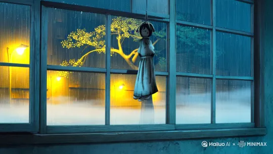 以下是动漫风格的分镜头提词设计，兼顾画面氛围与情感表达：

---

### **镜头1：雨夜窗景（全景）**  
**画面**：老式玻璃窗蒙着水雾，雨滴在路灯下折射出琥珀色光晕。  
**细节**：  
- 窗外梧桐树在风中摇晃，影子投在斑驳墙面上  
- 窗角挂着褪色的晴天娃娃，被雨淋湿的丝带轻轻飘动  
- 玻璃倒映着屋内暖黄台灯，与窗外冷蓝雨夜形成对比色  

---

### **镜头2：女孩侧影（中景）**  
**画面**：扎着松散双马尾的小女孩蜷腿坐在木椅上，宽大毛衣滑落半边肩膀。  
**动态**：  
- 铅笔在素描本上快速摩擦发出沙沙声  
- 发梢沾着未干的雨珠随动作颤动  
- 脚边蜷缩的橘猫尾巴有节奏地拍打地面  

---

### **镜头3：特写作画手部（微距）**  
**画面**：冻得发红的手指捏着2B铅笔，橡皮屑堆成小雪丘。  
**光影**：  
- 铅笔投影在画纸上像把黑色匕首  
- 小指侧边沾着碳粉的皮肤在暖光下泛着金边  
- 突然停顿的笔尖在纸面晕开微小墨点  

---

### **镜头4：画中人显影（推镜）**  
**画面**：泛黄纸页上逐渐清晰的少年侧脸，眼尾有颗星形泪痣。  
**艺术处理**：  
- 未完成的碎发线条突然被橡皮擦出流星轨迹  
- 画中人的瞳孔用彩铅点染出极光般的青蓝色  
- 纸面褶皱处形成天然的高光带，仿佛月光流淌  

---

### **镜头5：环境音效可视化（创意转场）**  
**设计**：  
- 风声具象化为透明丝带缠绕画纸边缘  
- 雨滴声凝结成音符状水珠在台灯周围悬浮  
- 远处电车驶过的轰鸣化作铅笔盒里的震动涟漪  

---

### **镜头6：情感爆发（俯视镜头）**  
**画面**：一滴眼泪垂直坠落在画中人嘴角，碳粉溶解成微笑弧线。  
**细节**：  
- 泪珠里倒映着破碎的星空图案  
- 被沾湿的画纸显现出隐藏的铅笔字"またね"（日语"再见"）  
- 台灯光圈突然收缩成瞳孔状，整个场景陷入黑暗  

---

**色彩指导**：  
- 主色调：钨丝灯橙（#FFB347） × 雨夜靛青（#2E5266）  
- 高光点缀：泪珠银（#C0C0C0） × 碳笔黑（#2D2926）  

**动态建议**：  
- 雨幕用赛璐璐动画逐帧绘制，保持手绘质感  
- 重要转场处添加铅笔素描线稿残留效果  
- 关键帧插入12fps作画张数以增强情绪滞留感  

这种处理方式通过「未完成的画作」「环境拟人化」「光影符号化」三重手法，将孤独感从视觉延展到心理层面，同时保留动漫特有的诗意表达空间。 by Hailuo AI Video Generator