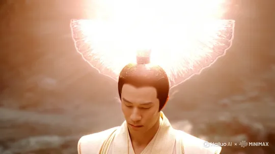中式仙侠风格[推出,上升,下摇]
心神一动[固定镜头]只见得他天灵盖处便是有着灵光涌动，旋即一道与主角长得一模一样的神魄出现在了其头顶之上[变焦推进]，如今的神魄，与以往显然是有了极大的变化，小小的身体变得愈发的晶莹，犹如琉璃所铸，小手结印，小脸肃然，显得格外的圣洁。[左移,推进,右摇] by Hailuo AI Video Generator