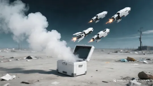 画面里空中的战甲部件朝着远方飞走[右移,跟随] by Hailuo AI Video Generator