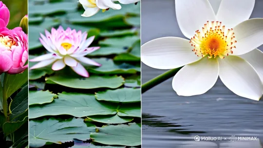 - 对比蒙太奇：  
     ▸ 左屏：春日牡丹/夏荷/秋菊的斑斓快闪  
     ▸ 右屏：兰花在风雪中舒展叶片的升格镜头  
   - 色彩突变：背景色从秾艳渐褪为青灰，唯兰花保持莹白 by Hailuo AI Video Generator