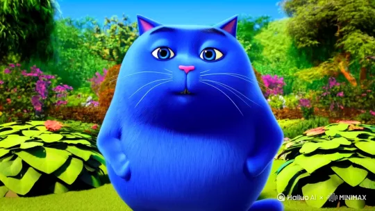 生成生成一个蓝色的胖猫，跳着跳着变成了一个红色的胖猫 by Hailuo AI Video Generator