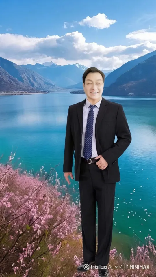 男主站在古建筑的屋檐下，飞向了古建筑的屋顶，然后从屋顶飞过水面，站在另一个建筑物的屋顶。 by Hailuo AI Video Generator