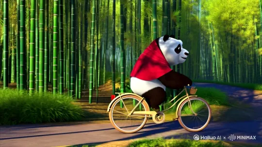 熊猫骑车 by Hailuo AI Video Generator