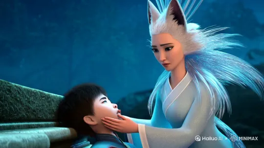 白璃的九条狐尾在月光下泛着珍珠般的光泽，她将最后一丝灵气注入少年胸口的血洞。陆砚秋的睫毛颤了颤，青灰色面庞逐渐恢复血色，她却听见自己体内传来琉璃碎裂的轻响——五百年修为，终究抵不过生死簿上朱笔一勾。

"小狐狸..."少年沾血的手指触到她尾尖，白璃浑身一颤。七百年前那个雨夜，也有双同样温暖的手将她从捕兽夹中解救，只是那袭青衫早已化作黄土。

墓室突然剧烈震动，陪葬的青铜灯台迸发幽蓝火焰。白璃瞥见少年腰间突然发光的玉玦，那是她当年留给恩公的护身符。时空裂隙在壁画间撕开，她来不及思考，裹住少年跃进漩涡。

消毒水的气味刺得白璃睁不开眼。陆砚秋躺在雪白床单上，手腕连着透明细管，窗外钢铁巨兽呼啸而过。她缩在病房角落，发现自己的尾巴只剩三条，指甲掐进掌心——穿越时空的代价，比她预想得更残酷。

"别怕。"虚弱的声音惊得她竖起耳朵，少年不知何时醒了，指尖悬在半空像是要触碰她发光的绒毛，"你在古墓里救了我，现在轮到我还你自由。"他扯下氧气罩的笑容苍白却明亮，像山间初融的雪水。

三个月后，江城巷尾悄然开了家"青囊堂"。坐诊的年轻大夫能用银针逼出脑中的瘀血，药柜深处总飘着若有若无的莲香。每当深夜急诊室亮起青灯，求医者都说瞥见过九尾白影。

暴雨倾盆的午夜，救护车刺耳鸣笛撕裂寂静。浑身长满紫斑的孩童被抬进来时，白璃正在后院用尾尖焙制艾绒。她嗅到空气里腐败的甜腥，那是《青丘医典》记载过的"骨蚀"——北宋末年随金兵铁蹄南下的瘟疫。

"准备三棱针、雄黄酒，还有..."陆砚秋解开患儿衣襟的手突然顿住，紫斑下蠕动的黑线让他瞳孔骤缩。白璃幻化的女医师按住他肩膀，琉璃盏中的血剧烈沸腾："不是瘟疫，是蛊。有人在用古墓壁画上的巫术。"

雷声震得药柜嗡嗡作响，白璃望着掌心浮现的雷纹。若强行催动剩余真元炼化蛊毒，天劫恐怕会提前降临。但少年熬药的背影与记忆中的青衫渐渐重叠，她将尾尖探入丹炉，九幽冥火瞬间吞没了整个院落。 by Hailuo AI Video Generator