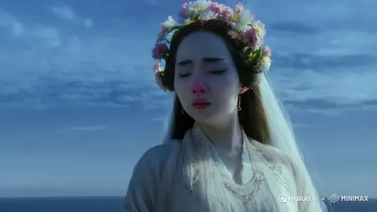 西海情歌伤旧梦，花妖念远泪沾裳。
鸿雁于飞声渐杳，曲中幽意韵悠长。比例 16:9[右移,左摇,跟随] by Hailuo AI Video Generator
