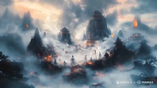 仙魔大战硝烟四起[推出,上升,下摇] by Hailuo AI Video Generator