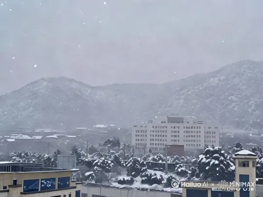 空中飘着雪花[推进][上升] by Hailuo AI Video Generator