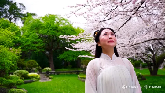 中国美女伤感的抬头望着天空 by Hailuo AI Video Generator