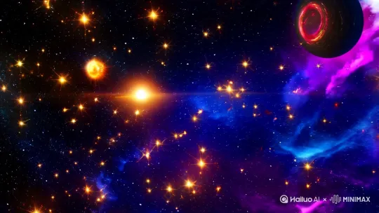 这才是宇宙中的高等文明的战争：恒星被熄灭、黑洞被蒸发、连物理规律都被扭曲了。 by Hailuo AI Video Generator