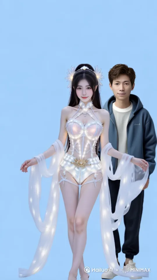 画面中的两人深情对视，接着两个人手拉手倒在地面上，枕着松软的枕头盖着一床碎花的被子同床而眠。 by Hailuo AI Video Generator