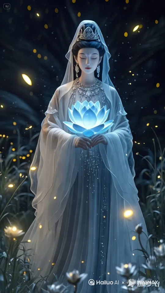 /菩萨慢慢走来，[左移,推进,右摇] by Hailuo AI Video Generator