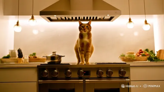猫咪在做饭 by Hailuo AI Video Generator