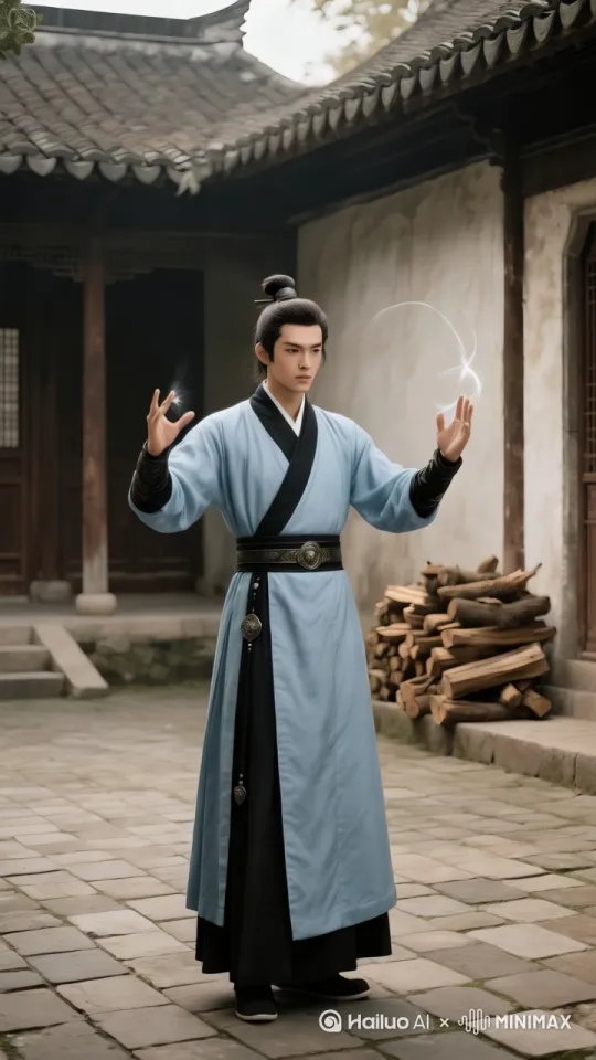 忍者双手快速变换手势，口中念念有词，随着手势加快，双手之间开始出现微弱的火光。
向专业导演一样控制镜头运镜[固定镜头] by Hailuo AI Video Generator
