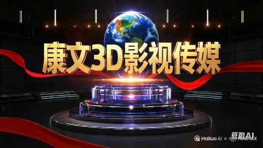 彩带飘起来，地球旋转，背景闪着光芒，字体金碧辉煌 by Hailuo AI Video Generator