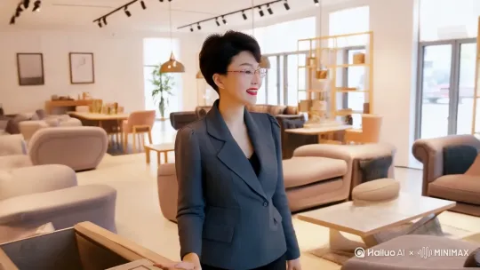 卖家具的女人！ by Hailuo AI Video Generator