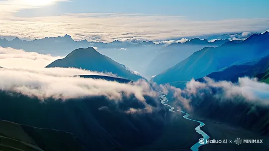 以下是基于张九龄《青溪》诗歌意境生成的3个分场景视频脚本设计,包含运镜控制与镜头语言分析:
---
### **场景一:入山寻溪**
**画面描述**:
航拍视角下,晨雾缭绕的黄花川山脉连绵起伏,一道青溪如银链穿行于山谷。镜头随溪水方向缓速推进,逐渐聚焦至山脚蜿蜒的溪流。
**运镜控制**:
- 开场用大范围航拍广角镜头(24mm),俯视山脉全景,云层流动感增强空灵感
- 镜头匀速下降至中景(50mm),溪流出现后改为侧向跟随运镜,模拟"逐水而行"的视线
- 加入轻微抖动模拟步行颠簸感,最后定格于溪流转弯处的浪花特写
---
### **场景二:溪转山回**
**画面描述**:
溪水在嶙峋山石间曲折奔流,镜头沿S型水道穿行,两岸峭壁时而遮挡视野,时而豁然开朗。
**运镜控制**:
- 使用手持云台第一视角(35mm),模拟人眼高度贴近水面移动
- 遇急弯时加速横摇镜头(90°转向),岩石遮挡处短暂黑场过渡
- 配合溪水声渐强渐弱,在"百里无趣途"处切换至俯瞰镜头(70mm)展示河道全貌
---
### **场景三:石喧松寂**
**画面描述**:
特写乱石堆中白浪迸溅,水珠飞溅至镜头形成朦胧前景;镜头抬升,穿过雾气展现后方静谧的墨绿色松林。
**运镜控制**:
- 低机位超广角(16mm)拍摄激流,1/1000高速快门凝固水花
- 机械臂垂直抬升运镜,焦平面从前景水珠虚化过渡到后景松林
- 松林段改用斯坦尼康稳定器平移(24mm),环境音从喧闹渐变为松涛声
---
影调设计建议:
场景1、场景2、场景3保持青冷色调(色温4500K),实现"客观自然-主观心境"的视觉转化。建议采用4:3画幅比例增强古典感,关键转场处可添加水墨晕染特效。 by Hailuo AI Video Generator