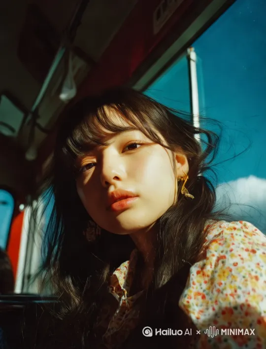阳光从女孩脸庞划过 by Hailuo AI Video Generator