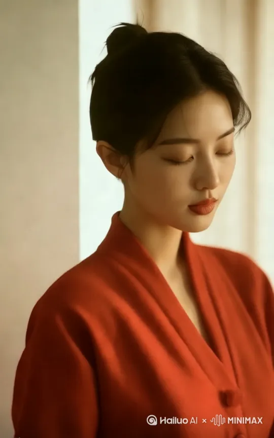 这位美女，缓慢褪去上衣，换上比基尼，看向镜头，吐舌头 by Hailuo AI Video Generator