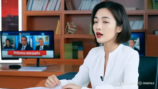播音员在播新闻联播 by Hailuo AI Video Generator