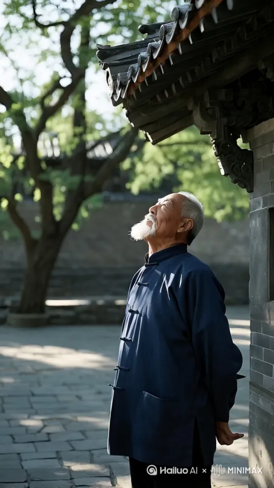 视频内容：在一个充满生活气息的传统中式村落里，一位大爷脚蹬白色布袜与黑色布鞋，身着简约中式衣衫，精神矍铄。只见他毫无征兆地纵身一跃，如飞燕般轻飘飘地跳上房顶。紧接着，大爷在空中行云流水般做出连续的后空翻、前空翻以及侧手翻，而后在相邻的瓦房顶上轻盈跳跃，动作娴熟流畅。最后，大爷又如羽毛般轻盈地飘落回地面。
镜头：全景镜头先展现整个村落的古朴风貌，包括错落有致的瓦房与周边自然环境，让观众对场景有整体认知。随后切换至中景，聚焦大爷起跳的身姿。在大爷空中翻转及房顶上跳跃时，使用特写镜头捕捉其动作细节、面部神态，突出其矫健与专注。落地瞬间，拉回中景展示完整动作姿态。
光线：采用温暖的自然光，如傍晚时分的夕阳余晖，为画面增添温馨、祥和的氛围，同时借助侧光，勾勒出大爷动作的线条，增强立体感。
背景：以传统中式村落为背景，青瓦白墙的房屋排列有序，房舍周围有一些晾晒的农作物、摆放的农具，远处是青山绿水，彰显乡村宁静祥和的生活氛围。
镜头运镜：起始用固定镜头呈现村落场景与大爷初始状态。大爷起跳时，跟镜头迅速跟上，紧密追踪其动作轨迹。空中动作时，环绕镜头围绕大爷旋转拍摄，全方位展示其翻转姿态。在房顶上跳跃过程中，平移镜头与大爷保持同步移动，稳定地呈现其连贯动作。落地时，镜头略微下摇并定格，突出落地瞬间的轻盈感。
视频风格：融合传统乡村生活元素与武侠的矫健灵动风格，凸显大爷的不凡身手与乡村生活的质朴活力。
画面质量：4K超高清，画面清晰锐利，色彩还原度高，能够清晰展现大爷衣物的纹理、瓦房的细节以及乡村环境的自然色泽，为观众带来极具质感的视觉体验。 by Hailuo AI Video Generator