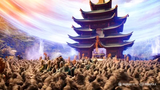 1. 拜师名场面：紫霄宫争座
 
 
 
场景：混沌中紫霄宫浮现，三千先天生灵（帝俊、东皇、红云、鲲鹏等）争夺六个圣位蒲团。
 
冲突：
 
 
三清凭借盘古元神继承权，占据前三蒲团（隐喻“根正苗红”）。
 
红云让座准提接引，引发鲲鹏怨恨，为后续“红云陨落劫”埋线。
 
台词（鸿钧）：
“圣位天定，得蒲团者可成混元。然天道无常，尔等好自为之。” by Hailuo AI Video Generator