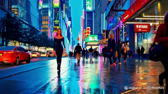 一个性感的美女有在街头 by Hailuo AI Video Generator