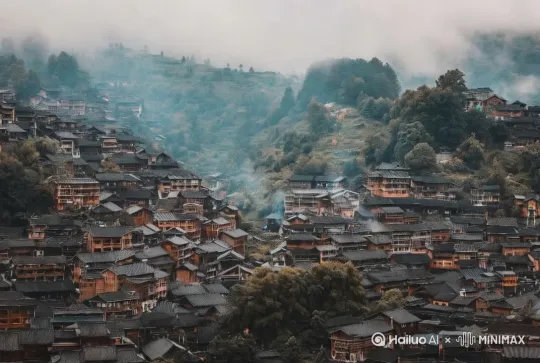 炊烟袅袅[推进,上升] by Hailuo AI Video Generator