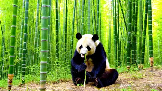 熊猫吃竹子 by Hailuo AI Video Generator