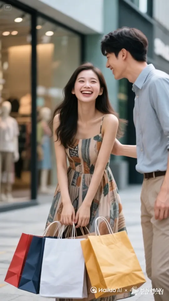 动起来。拥抱。走动。手动。脚动，捂脸笑，扭头，仰脸。[左移,右摇,跟随] by Hailuo AI Video Generator