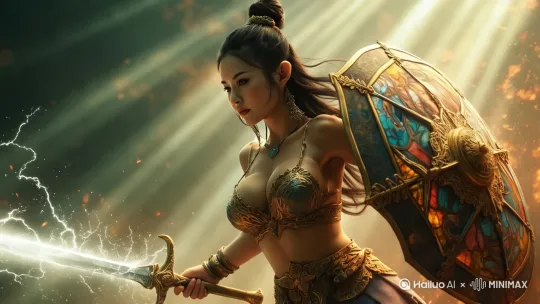 战斗中的圣骑士 by Hailuo AI Video Generator