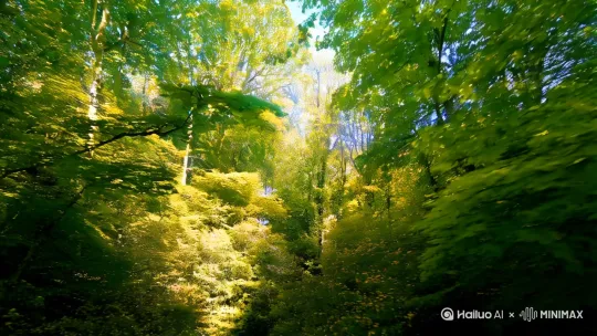 [推进]树林，[推进,上升]冲出森林，[下摇,推进][下摇,推进]冲出草原，[上摇,推进]进到城堡天台上，[下摇,下降,跟随]城堡天台上一个美女身穿白色裙子，[右移,左摇,跟随]她在城堡天台上坐着深情地拉着大提琴，太阳的阳光柔和的打在她身上，优雅而美好，[右移,左摇,跟随]一只似人化的可爱比熊坐在地上，[右移,左摇,跟随]他正在餐桌旁吃早餐，[右移,左摇,跟随]比熊拿起盘子里的面包大口的吃进嘴里，[右移,左摇,跟随]一座由千年寒冰铸就的王座映入眼帘，[右移,左摇,跟随]国王陛下身披厚重的金色铠甲，微笑的坐在王座上看着美女表演，[右移,左摇,跟随]他拿起寒冰权杖，[左移,右摇,跟随]国王陛下高举权杖，大声呼喊，[右移,左移,跟随]向整个世界宣示他的统治，[上升,拉远,推进,跟随]寒冰王座周围的冰雕开始崩塌，巨大的冰块坠落，激起一片片冰冷的雾气，而国王陛下的身影愈发显得高大而威严，宛如从天堂中走出的光明天使。 by Hailuo AI Video Generator