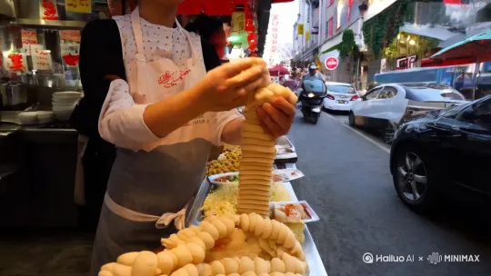 泉城食韵：品味济南美食的独特风情

济南，这座充满历史韵味与泉水灵动的城市，不仅有令人流连忘返的美景，更有让人垂涎欲滴的特色美食。每一口滋味，都承载着泉城的深厚底蕴与风土人情。

油旋：酥脆旋香的舌尖妙味

若要寻觅济南的代表性小吃，油旋必定名列前茅。这道形似螺旋、外皮酥脆、内瓤柔嫩的美味，诞生于清朝时期，历经岁月沉淀，成为济南人割舍不下的味觉记忆。

制作油旋，从和面开始便充满讲究。以温水和面，反复揉制后醒面片刻，让面团更加劲道。接着，将面团擀成薄片，刷上猪油，撒上葱花、盐和花椒粉等调料，再卷成面卷，盘成螺旋状，擀成圆饼。随后，将饼胚放入特制的炉中烘烤。炉膛内，炉火熊熊，饼胚在高温的作用下，迅速膨胀，表面逐渐变得金黄酥脆。

刚出炉的油旋，香气扑鼻，迫不及待咬上一口，“咔嚓”一声，外皮的酥脆在齿间奏响美妙乐章，随即内瓤的柔软与葱香、油香交融，弥漫于口腔之中，让人回味无穷。无论是搭配一碗香浓的甜沫，还是作为闲暇时的点心，油旋都能带来独特的美味体验。

甜沫：豆香米韵的暖心之选

甜沫，看似名字带甜，实则味道咸香，是济南人早餐桌上的常客。它以小米面为主料，搭配花生米、豇豆、粉条、菠菜等食材熬制而成，口感细腻，层次丰富。

清晨，走进济南的一家早餐店，点上一碗热气腾腾的甜沫，还未入口，那浓郁的豆香和小米的清香便已扑鼻而来。舀起一勺，细细品味，小米面熬制出的浓稠汤底，细腻顺滑，花生米的香脆、豇豆的绵软、粉条的爽滑以及菠菜的清新，在口中交织碰撞，演绎出一场和谐的味觉盛宴。咸香适中的味道，既唤醒了沉睡一夜的味蕾，又为新一天的生活注入满满的活力。

九转大肠：浓油赤酱的经典鲁味

九转大肠作为鲁菜中的经典之作，在济南的各大餐厅中占据着重要地位。这道菜对烹饪技艺要求极高，需经过煮、炸、烧等多道复杂工序。

先将猪大肠处理干净，放入沸水中煮熟，去除腥味。接着，将大肠切成小段，用热油炸至外皮金黄酥脆。随后，另起锅，加入葱、姜、蒜爆香，放入炸好的大肠，加入酱油、糖、醋、料酒等调料烧制。在烧制过程中，厨师需掌控好火候与调料的比例，使大肠充分吸收酱汁的味道。最后，淋上花椒油，一道色泽红润、油亮诱人的九转大肠便大功告成。

夹起一块放入口中，先是感受到外皮的酥脆，接着是大肠内部软糯的口感，甜、酸、苦、辣、咸五味俱全，相互交融又互不冲突，独特的味道让人欲罢不能，充分展现了鲁菜“讲究火候、注重调味”的特点。

奶汤蒲菜：泉水滋养的清新之味

奶汤蒲菜，这道以济南大明湖特产蒲菜为主料的佳肴，是济南菜鲜美的代表。蒲菜生长在大明湖的清泉之中，汲取着泉水的灵秀，鲜嫩清甜。

制作奶汤蒲菜，关键在于奶汤的熬制。选用猪骨、鸡、鸭等食材，长时间炖煮，直至汤汁如奶般洁白浓稠。将蒲菜切成段，放入奶汤中煮熟，再加入适量的调料调味。出锅后的奶汤蒲菜，汤汁乳白，蒲菜鲜嫩碧绿，清香四溢。

轻轻舀一勺汤入口，浓郁醇厚的奶汤滋味在舌尖散开，紧接着是蒲菜独有的清甜与脆嫩，清爽宜人，仿佛将大明湖的春天浓缩在这一碗汤中，令人仿佛置身于泉城的湖光山色之间。

济南的美食，是这座城市历史与文化的生动写照。无论是街头巷尾的特色小吃，还是餐厅里的精致佳肴，每一口都饱含着泉城人的热情与匠心。来济南，不妨放慢脚步，走进大街小巷，用味蕾去探寻这座城市的独特魅力。 by Hailuo AI Video Generator