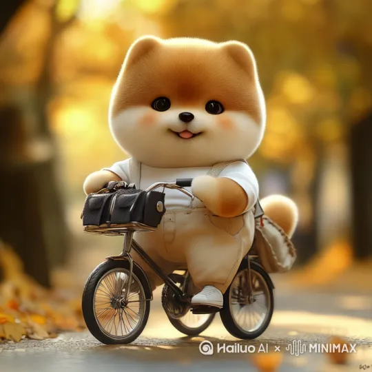 狗一边说话一边骑车 by Hailuo AI Video Generator