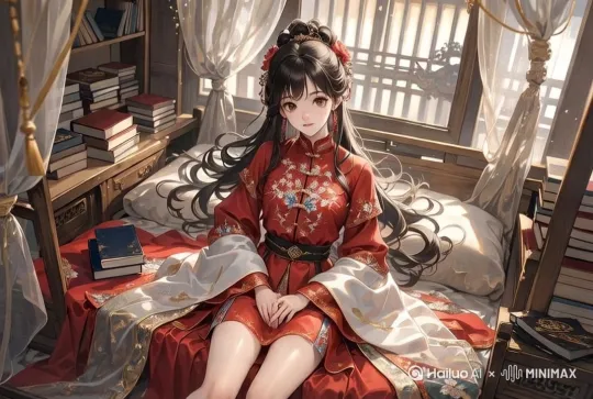 女孩后仰，躺在床上，镜头缓慢推进 by Hailuo AI Video Generator