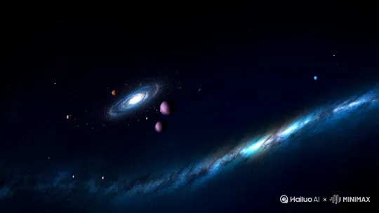 寂静无声的黑暗宇宙里零星有几点光芒在闪烁,一切都是静谧的安静的,宇宙里好像没有了活物,连银河光都变得微弱。突然有几颗行星爆炸开,宇宙轰响一阵后又回归寂静,行星碎屑脱离原星球的引力飘荡在无边的宇宙中,爆炸处很快产生出绚丽的星云,不同频率的偏振组合在一起好像是一串动听的乐曲。
明日渺远不及,世界好像陷入了永恒的黑暗。突然一艘舰船出现在黑暗的宇宙中,从里面伸出一只机械手打捞起行星碎屑,停留片刻后画面中传来“确认死亡,准备前往下一个星域”的英文机械女声,舰船于是以接近光速的速度驶向远方的一道光线。 by Hailuo AI Video Generator