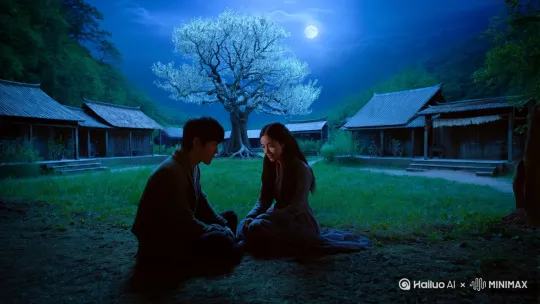 在一个宁静的夏夜，小镇被月光轻轻笼罩，一切都显得如此祥和。小明和小丽坐在老槐树下，享受着这份难得的宁静。小明低声诉说着一个古老的传说，传说在满月之夜，真心相爱的恋人在月光下许下誓言，他们的爱情将如月光般永恒。小丽听后，眼中闪烁着期待，她提议道：“我们也来试试吧！”于是，两人手牵手，在月光下许下了誓言。那一刻，仿佛时间都为他们停滞，只有月光见证了这份纯真的爱情。许完誓言后，小丽依偎在小明怀里，幸福感溢于言表。小明紧紧搂住她，眼中充满柔情：“有你在身边，就是我最大的幸福。”那一夜，月光下的誓言成为了他们心中最珍贵的记忆。 by Hailuo AI Video Generator