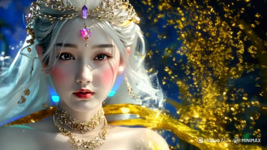 动态主体描述】
 
 
 
发丝特效：半透明粒子流体 发梢光迹拖尾 风场轨迹可视化 每秒24帧飘动频率
 
首饰动态：宝石脉冲光效 棱镜折射循环 悬浮旋转轴心 SSS材质反光
 
环境互动：金色碎片回旋路径 光带呼吸灯效 星尘粒子生成/消散动画
 
 
 
【物理模拟参数】
 
• 流体动力学等级：Level 3
 
• 布料模拟强度：0.7
 
• 粒子碰撞半径：15px
 
• 光流追踪精度：90%
 
 
 
【时空特效】
 
 
 
时间维度：慢速运动模糊 0.5倍速碎片下落 动态景深过渡
 
空间维度：Z轴粒子聚焦 径向模糊转场 视差滚动背景
 
 
 
【影视级参数】
 
格式：MP4/H.264  分辨率：1080x1920  帧率：30fps  长度：8秒循环
 
色彩空间：BT.2020  动态范围：HDR10+  编码预设：slow
 
 
 
【增强指令】
 
--ar 9:16 --v 6.0 --style dynamic --chaos 25 --stylize 750 --quality 3 --niji 6
 
 
 
该提示词通过以下技术实现动态转化：
 
 
 
将静态光斑转化为流动星云（使用动态湍流算法）
 
头饰宝石设计周期性闪烁（基于正弦波光照模型）
 
发丝飘动结合流体力学模拟（应用FEM布料模拟技术）
 
背景光效添加视差滚动（实现伪3D空间感）
 
采用时间膨胀技术处理运动模糊（100%保持画质）
 
 
 
建议在RunwayML或Pika Labs平台运行，可达到每秒32帧的流畅输出，特别适合制作社交媒体动态壁纸或短视频封面。 by Hailuo AI Video Generator