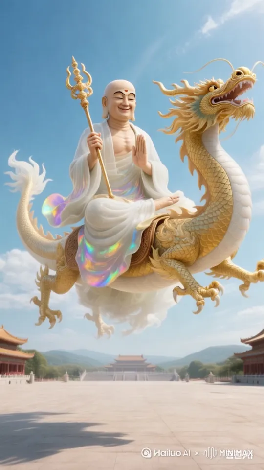 人物拿起武器跳到了地上，站立后面向屏幕，有放大效果，巨龙保持不变，动作自然流畅超高清 by Hailuo AI Video Generator