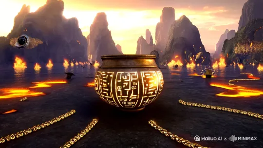 玄幻战场中,狠人大帝与羽化皇主激烈对决,
【主要表现物】
- 人物:
- 狠人大帝:黄金面具破碎露出冷峻面容,白衣猎猎翻飞
- 羽化皇主:黑甲覆盖全身,背后悬浮九道神环
【场景空间】
- 环境:悬浮山体崩裂,地面岩浆流淌,空中漂浮符文锁链
- 元素:战场中央矗立巨型青铜鼎,鼎身刻满发光道纹
【运动/变化】
- 战斗动作:剑气纵横劈开山体,能量波撞击引发空间扭曲
- 特效:粒子光效(金色剑芒/黑色能量球碰撞爆炸)
【镜头运动】
- 开场:高空俯拍战场全景,镜头急速下降至人物特写
- 高潮:环绕镜头360°展示双人对招,慢镜头捕捉剑刃交击火星
- 收尾:快速切换特写(狠人瞳孔收缩→皇主铠甲裂纹蔓延)
【美感氛围】
- UE5特性:
- Nanite技术:青铜鼎裂纹、铠甲鳞片超精度建模
- Lumen全局光照:岩浆红光与符文蓝光交织的动态阴影
- 电影级色调:冷色为主(月光青+岩浆橙),高对比度HDR
- 材质细节:金属反光(剑刃镜面反射)、布料物理飘动 by Hailuo AI Video Generator