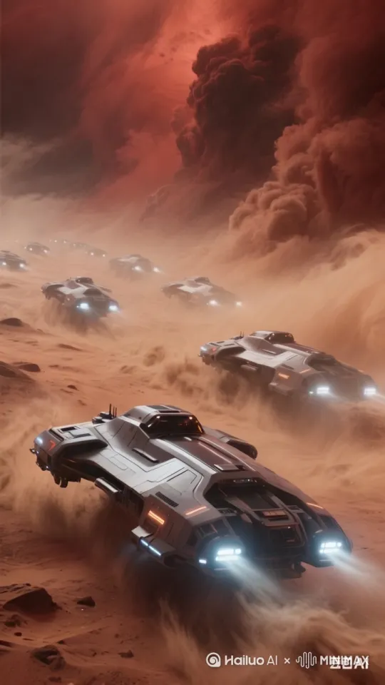 飞船穿越沙尘暴来到火星地面 by Hailuo AI Video Generator