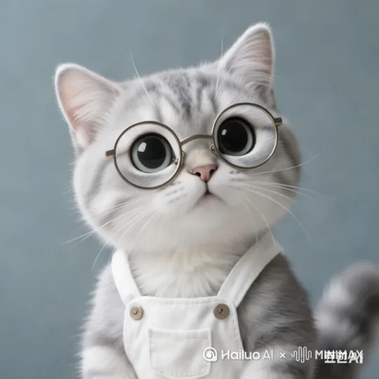 头跟尾巴缓慢摇动，手伸出来扶一下眼镜 by Hailuo AI Video Generator