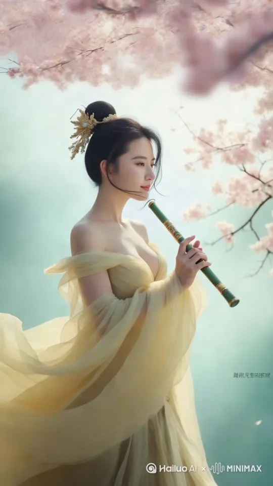 衣衫与发丝随风飘扬[左移,推进,右摇] by Hailuo AI Video Generator