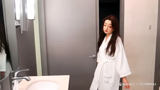 3 中景 女人走进浴室，站在洗漱台前，看着镜子里睡眼惺忪的自己，打开水龙头开始洗漱。 旁白：“先给这张脸来点唤醒服务。” 流水声、刷牙声 0:20 - 0:30 浴室  by Hailuo AI Video Generator